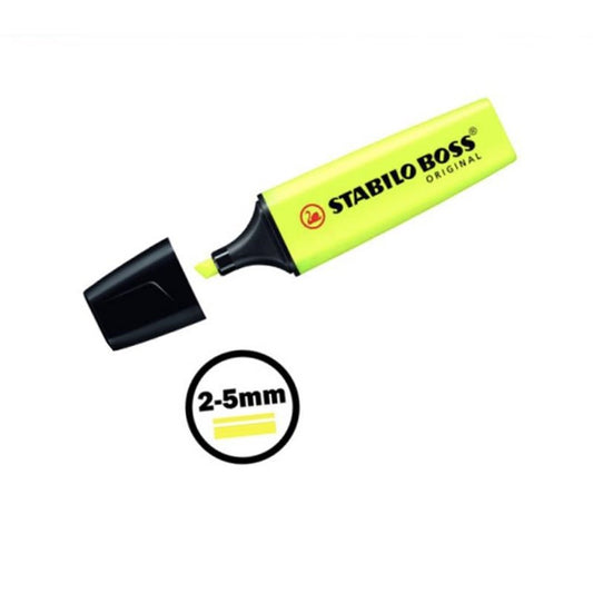 Stabilo Boss Original Highlighter Yellow pack of 10 markers.