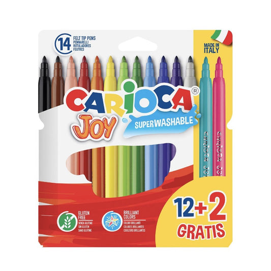 CARIOCA Joy - Rotuladores Infantiles Escolares, Estuche Básico 12+2  Gratis