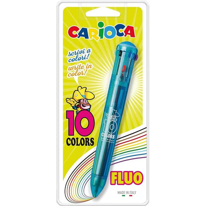 Blister con 1 bolígrafo automático de 10 colores, transparente - Modelo Surtidos- Colores Surtidos