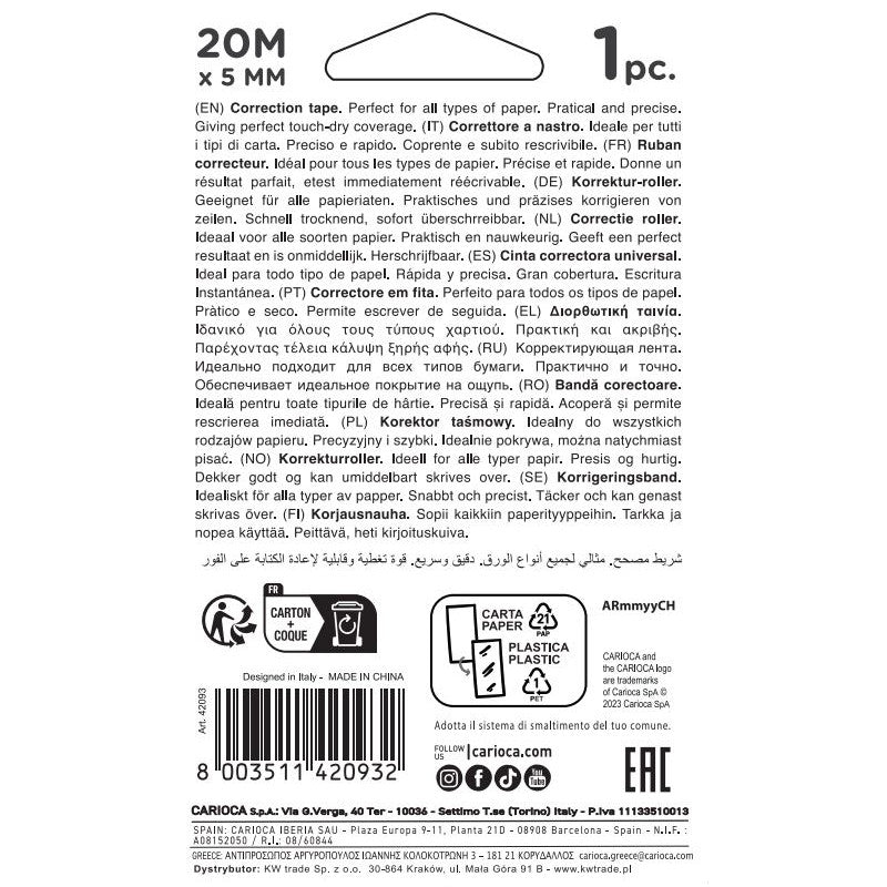 Carioca Correction Tape 20m x 5mm