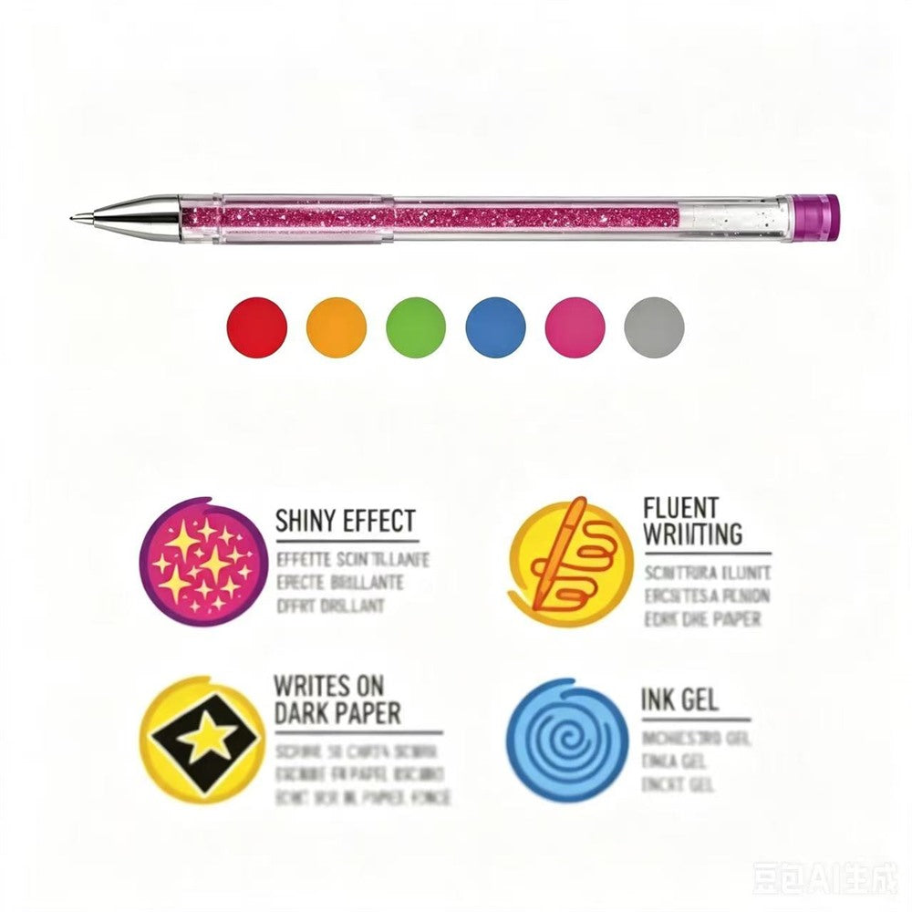 Display of 36 Carioca Glitter Gel Pens.