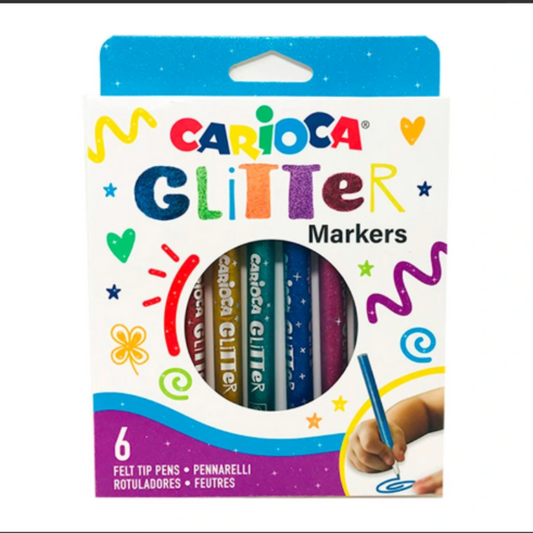 caja de 6 rotuladores escolares Carioca Glitter