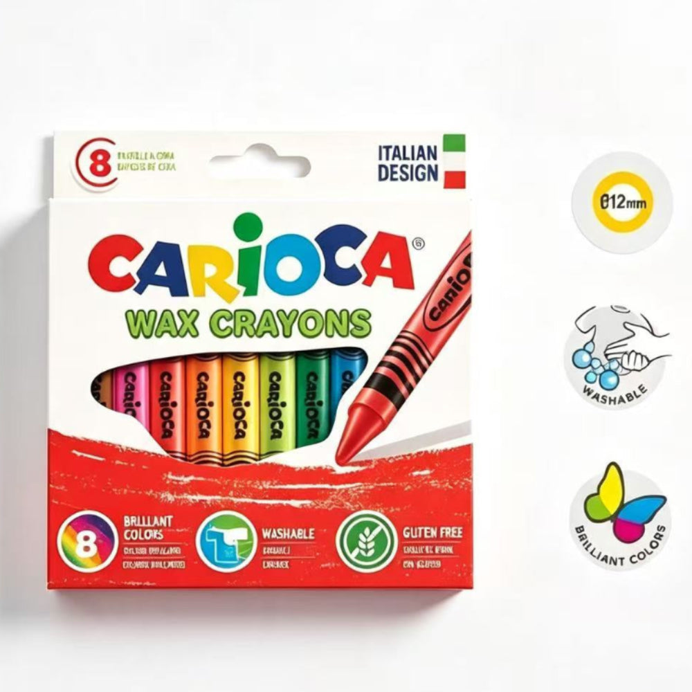 Set de 8 Ceras de Colores Maxi Jumbo CARIOCA Wax Crayons