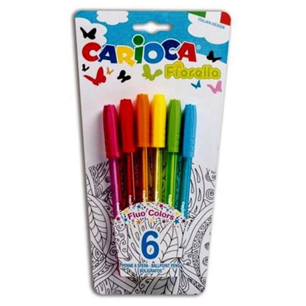Blíster de 6 Bolígrafos de Colores Fluorescentes CARIOCA Fiorella