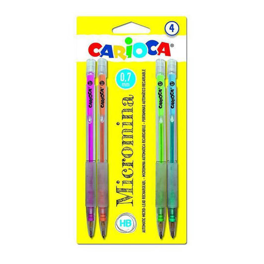 Blister pack of 4 CARIOCA Automatic Refillable Mechanical Pencils Micromina HB 0.7 mm