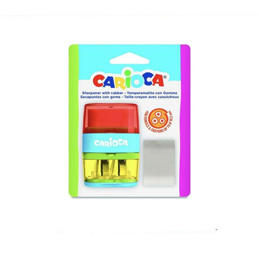Carioca 2-Hole Sharpener with Eraser, Assorted Colors