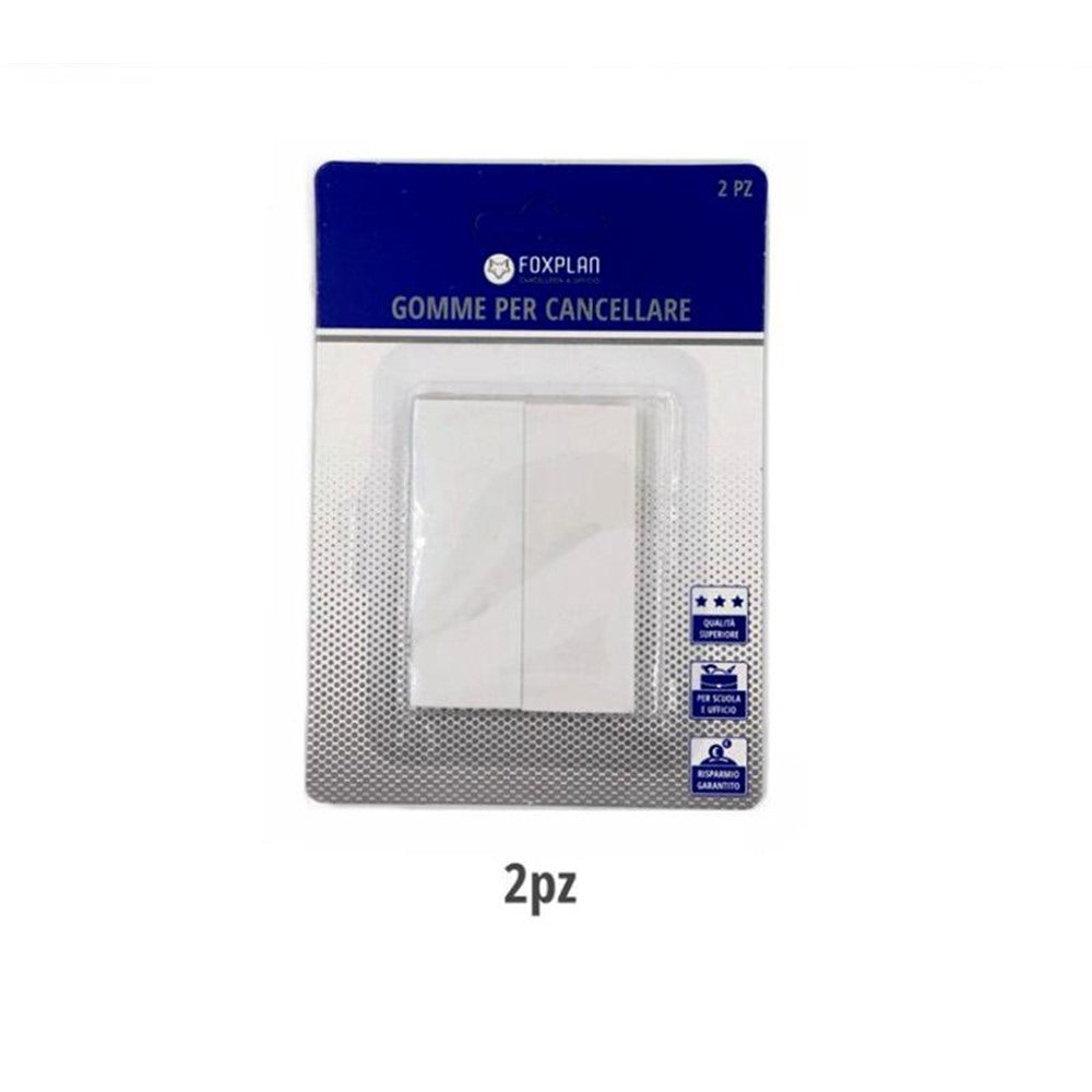 Foxplan Rectangular White Erasers 2 Pcs