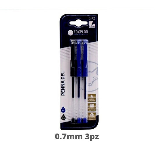 Foxplan Blue and Black Gel Pen Blister Pack of 3 (pack of 4 blister packs or box of 12 blister packs)