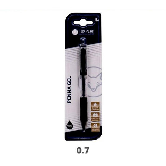 Blister pack of 1 Foxplan Black Gel Pen with Grip (pack of 4 blister packs or box of 12 blister packs)