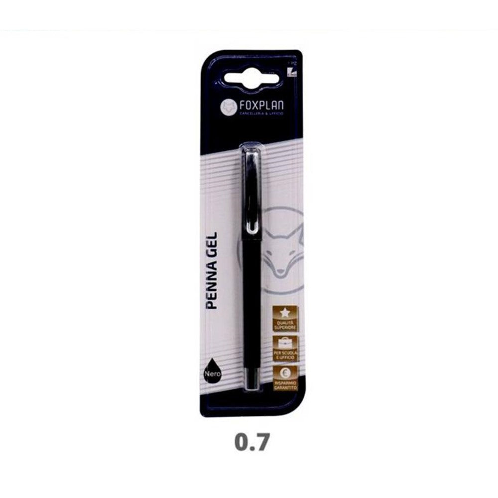 Blister of 1 Foxplan Black Slim Gel Pen (pack of 4 blisters or box of 12 blisters)