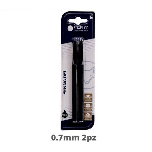 Blister pack of 2 Foxplan Black Gel Pens (pack of 3 blister packs or box of 12 blister packs)