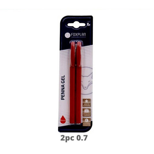 Blister Pack of 2 Foxplan Red Gel Pens (pack of 3 blister packs or box of 12 blister packs)