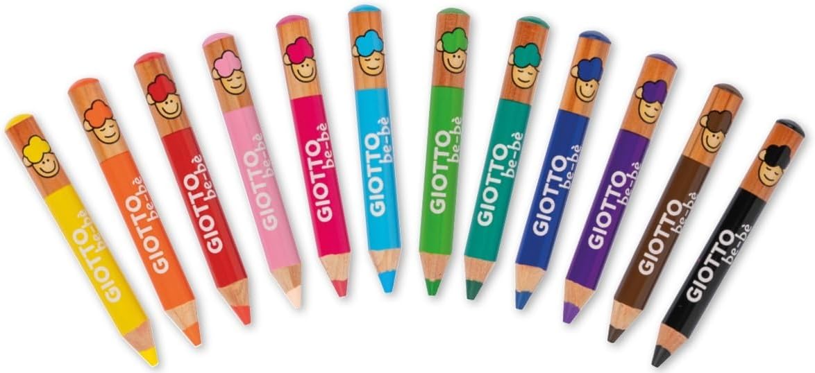 GIOTTO be-bè Súper Lápices de Colores Lavables, Mina Gigante, bote 10 unidades