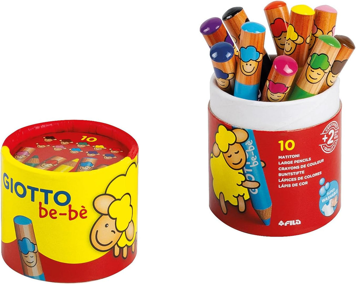 GIOTTO be-bè Súper Lápices de Colores Lavables, Mina Gigante, bote 10 unidades