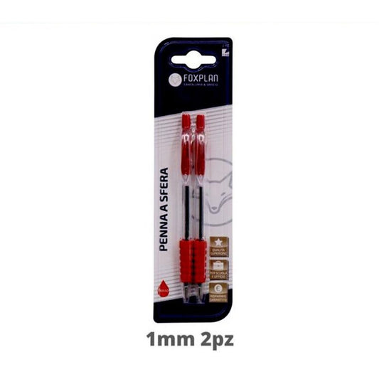 Blister pack of 2 Red Foxplan Pens, (pack of 3 blister packs or box of 12 blister packs)