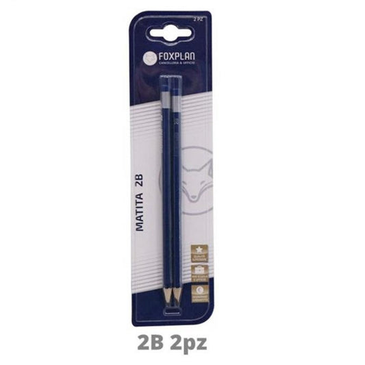 Blister pack of 2 Foxplan 2B Pencils, pack of 3 blister packs or box of 12 blister packs