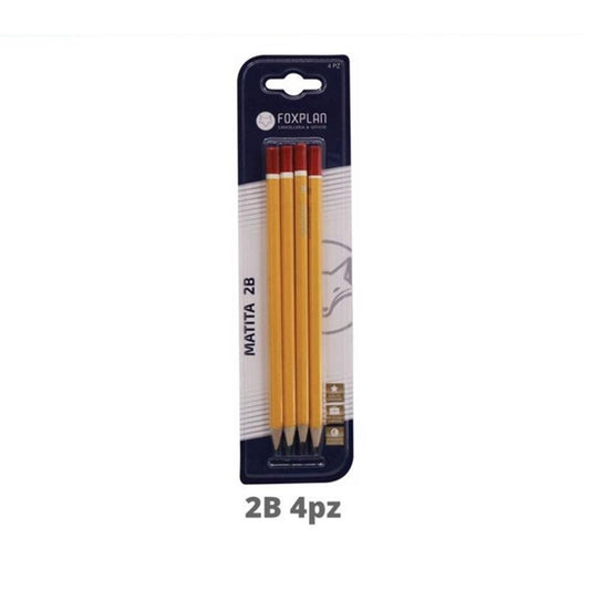 Blister of 4 Foxplan 2B Pencils, pack of 3 blisters or box of 12 blisters