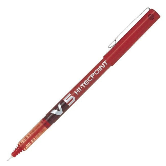 Pilot V-5 Hi-Tecpoint Rollerball Pen, Red, Pack of 12