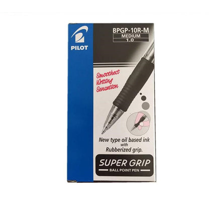 Pilot Super Grip Black Ballpoint Pen 1.0mm, Pack of 12