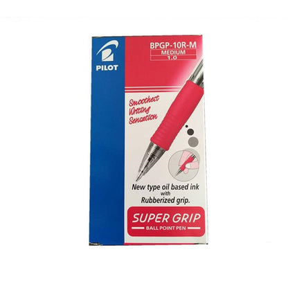 Pilot Super Grip Red 1.0mm Ballpoint Pen, pack of 12