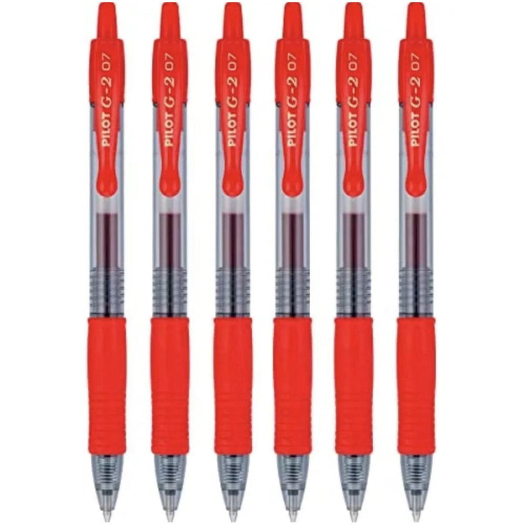 Pilot G-2 Gel Ink Pens, 0.7mm Medium Point, Red, 12 Count