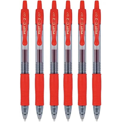 Pilot G-2 Gel Ink Pens, 0.7mm Medium Point, Red, 12 Count