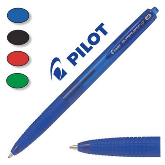 Pilot Super Grip G Retractable Ballpoint Pen, Extra-Broad 1.6mm Nib, Blue, Pack of 3