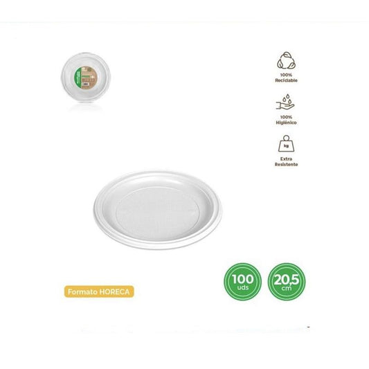 White Flat Disposable Plate 20.5cm 100 Pcs