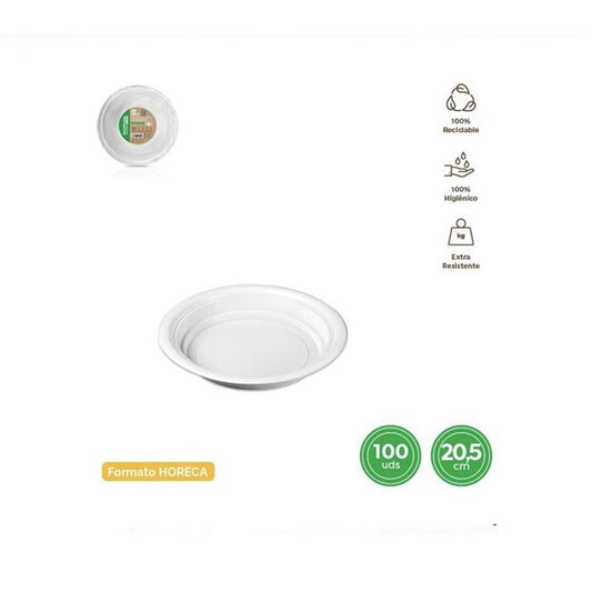 Disposable White Deep Plate 20.5cm 100 Units