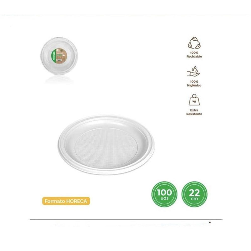 White Disposable Plate 22cm 100 Units