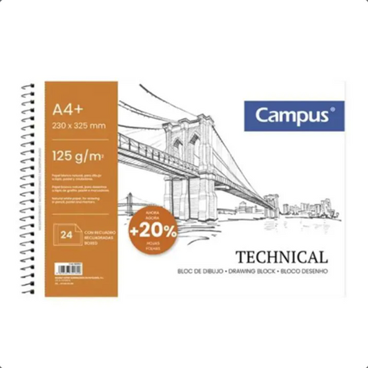 Campus Drawing Pad A4+ Micro-perforated 125g 20 Sheets