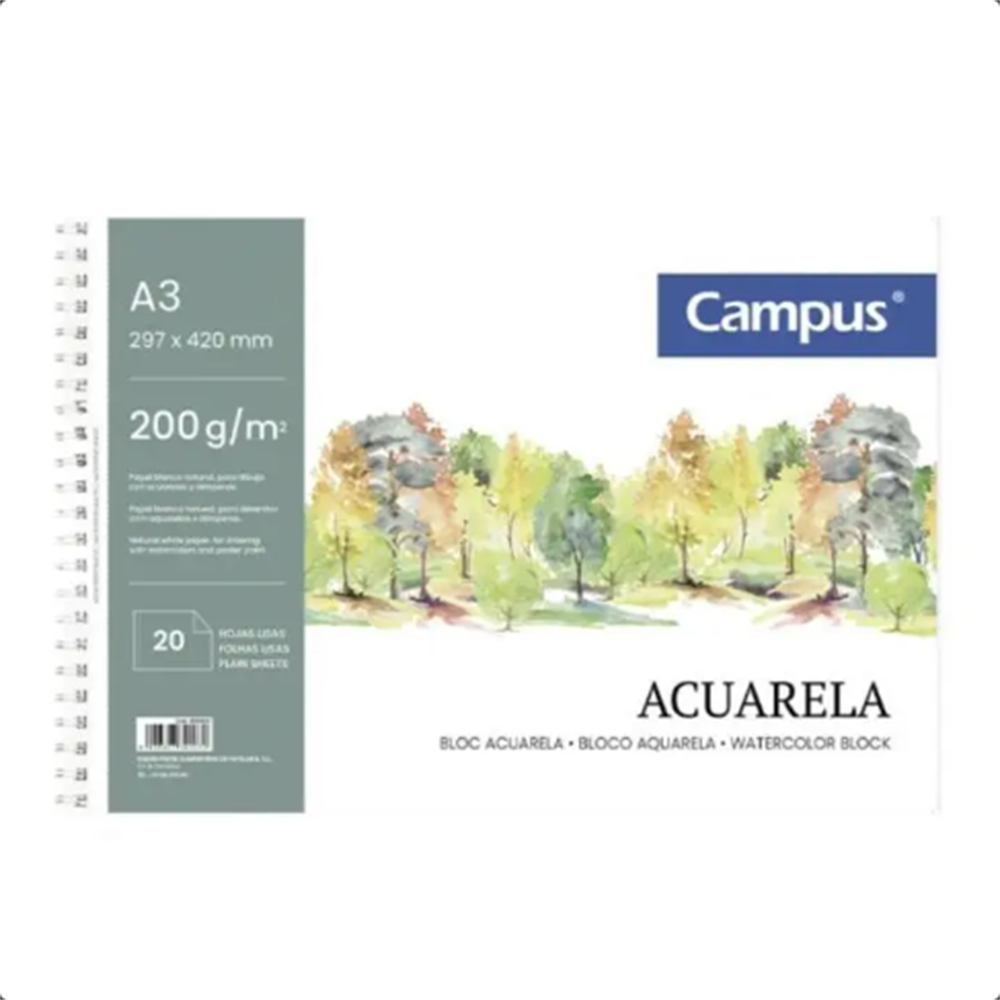 Bloc Campus Acuarela A3 200g 20 Hojas