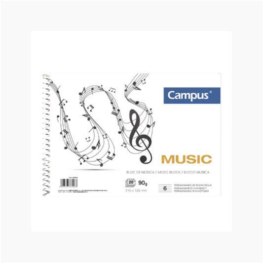 Campus Music A5 Stave Notebook, 20 sheets 90gsm