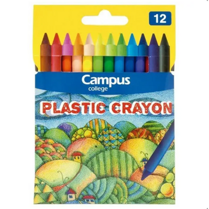 Campus Plastic Crayons, 12 Colors