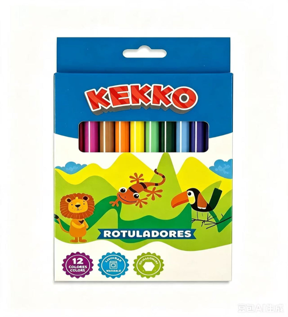 Set de 12 Rotuladores Kekko Tinta Lavable Colores Surtidos