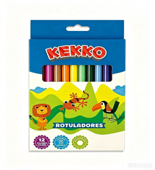 Set de 12 Rotuladores Kekko Tinta Lavable Colores Surtidos