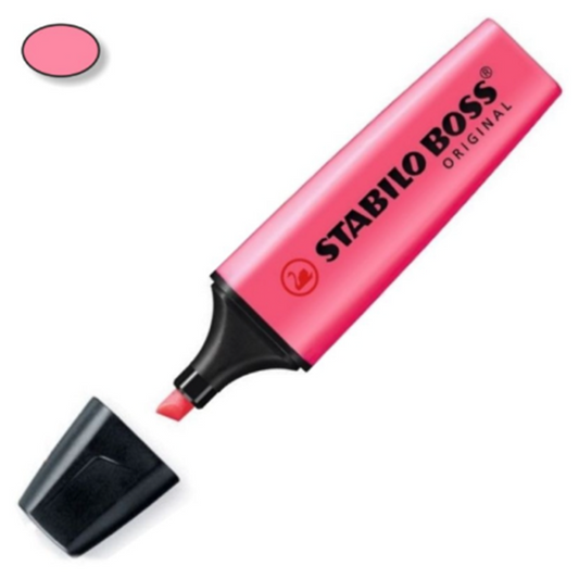 Stabilo Boss Fluorescent Pink Highlighter, pack of 10 units.