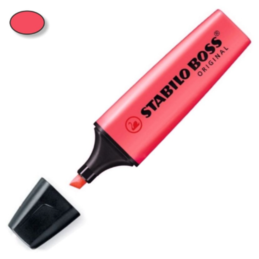 Stabilo Boss Fluorescent Red Marker, pack of 10 units.