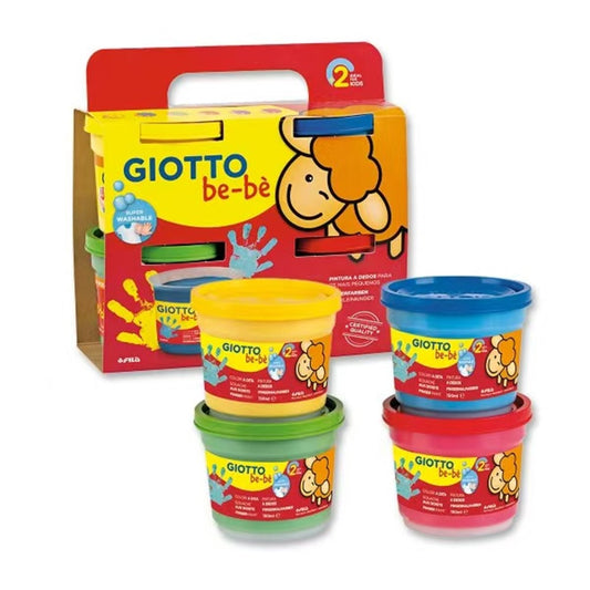 GIOTTO be-bè Washable Finger Paint, Pots, Assorted Colors, 4 x 150 ml