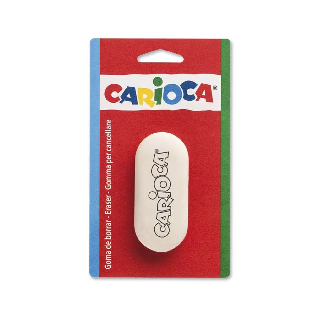 CARIOCA Oval Round Plastic Eraser in Blister Pack.