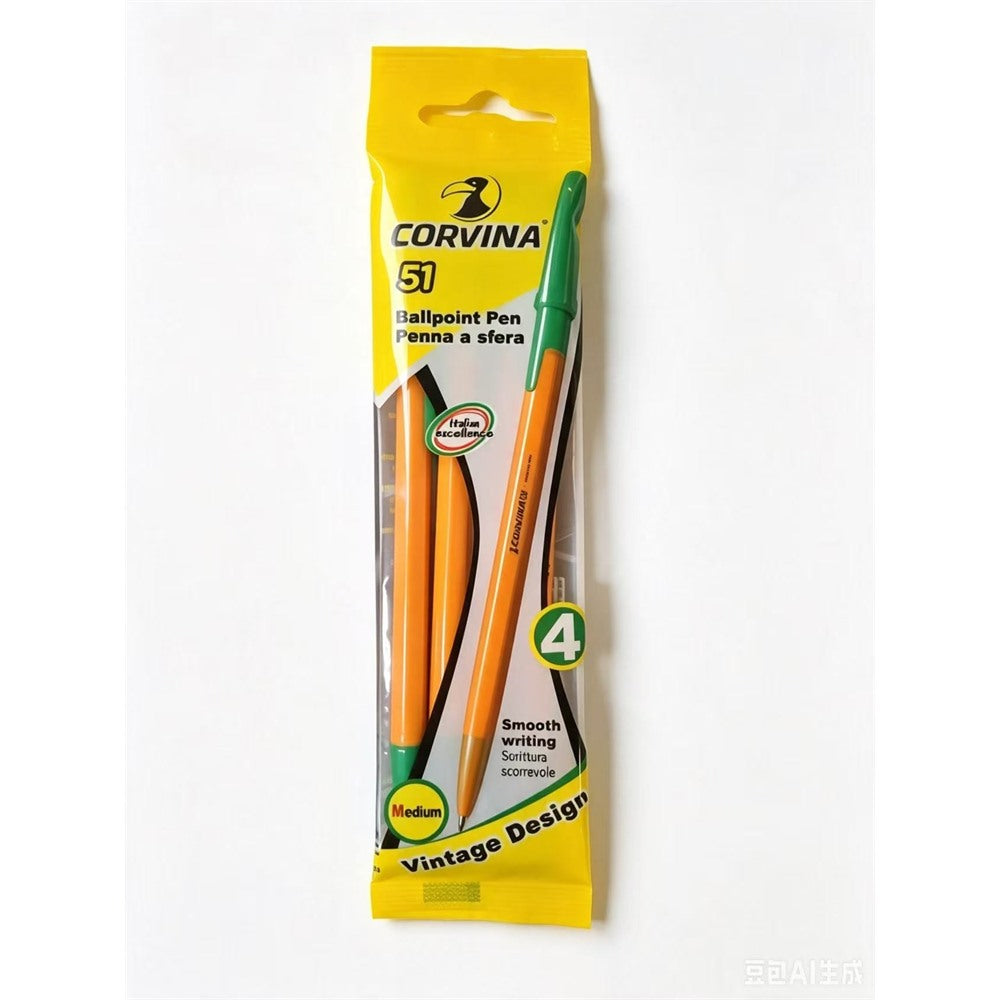 Blister de 4 Bolígrafo Corvina Verde, pack 4 uds
