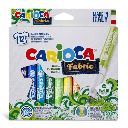 Carioca Fabric Markers for Textiles Assorted Box of 12 Colors
