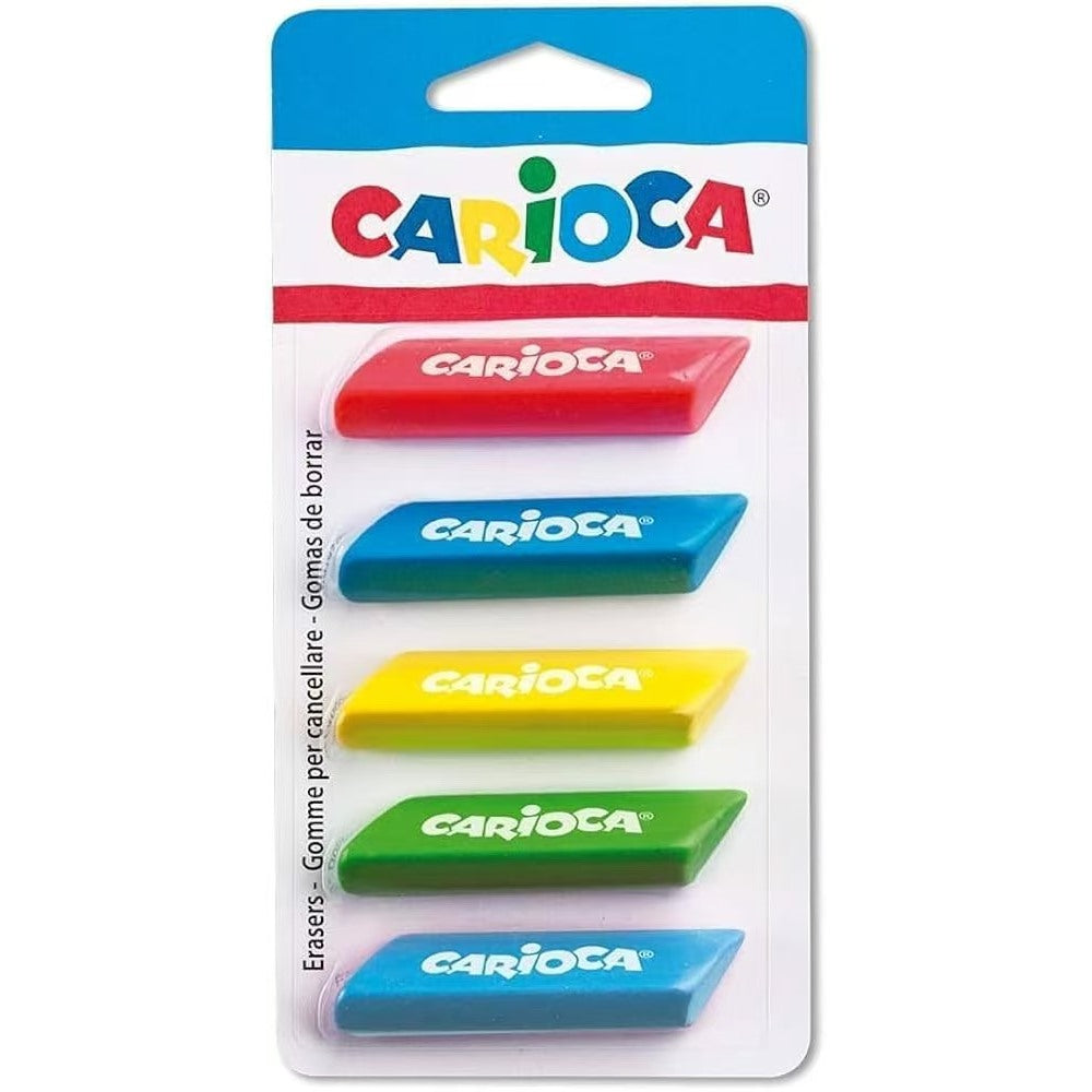 Blister Pack of 5 Assorted Color Erasers