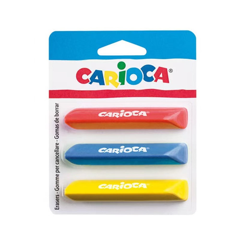 Blister with 3 Carioca triangular erasers