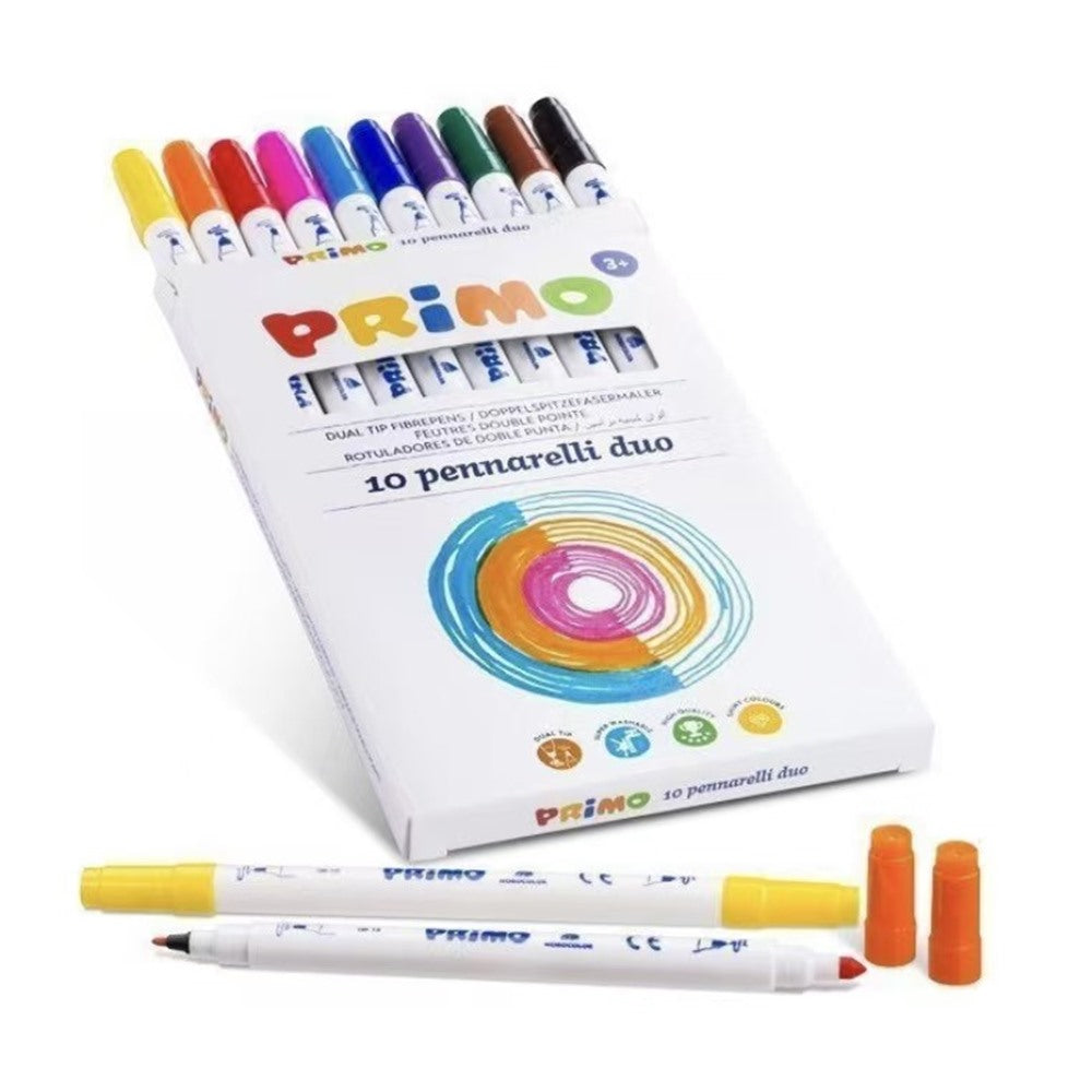 Primo Morocolor Duo Double-Ended Marker Pen Case, 10 Colors