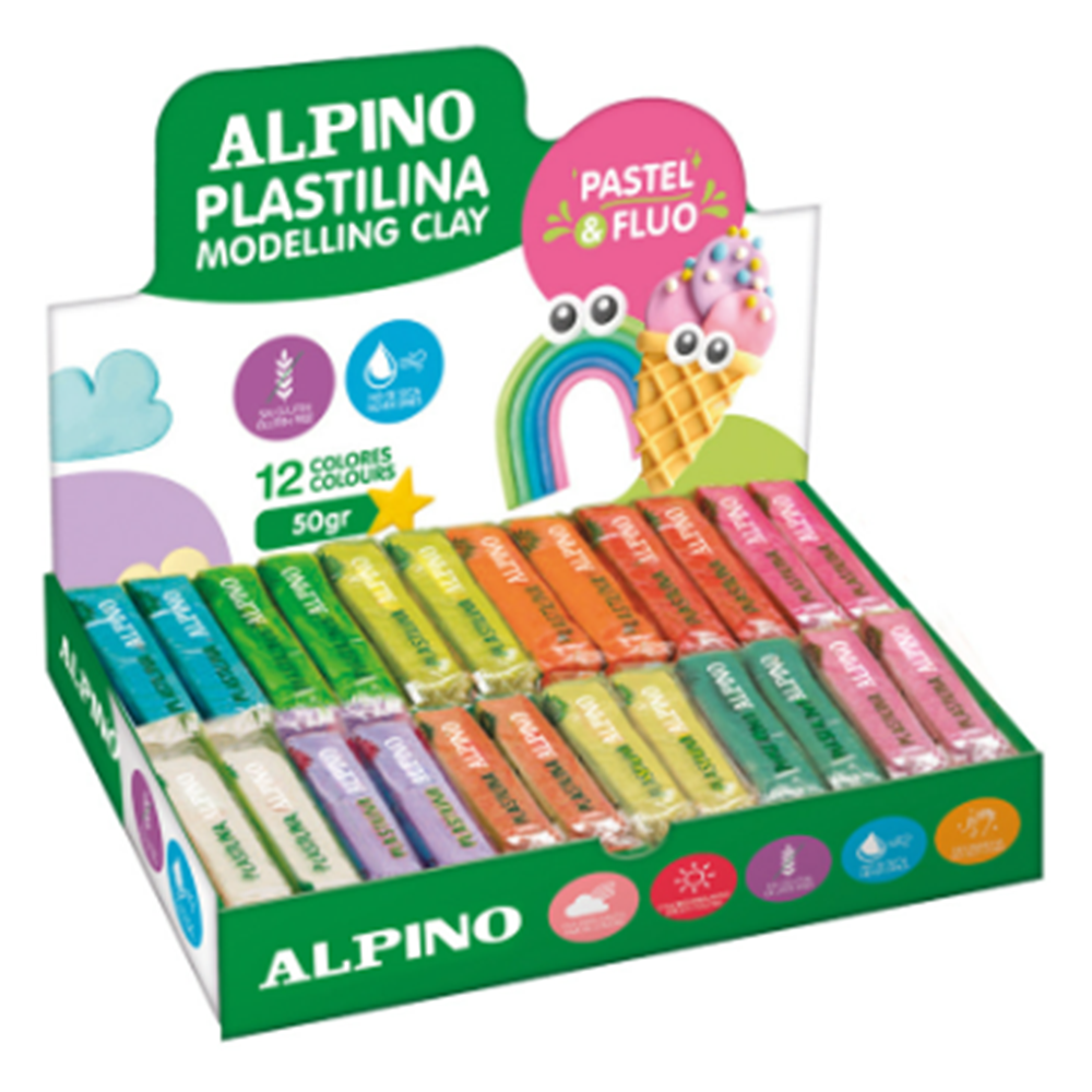 Alpino Modeling Clay 50g Box of 24 assorted units
