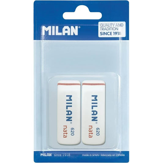 Blister de 2 Gomas de Borrar Milan 620 ,(pack de 3Blister o caja de 25 Blíster)