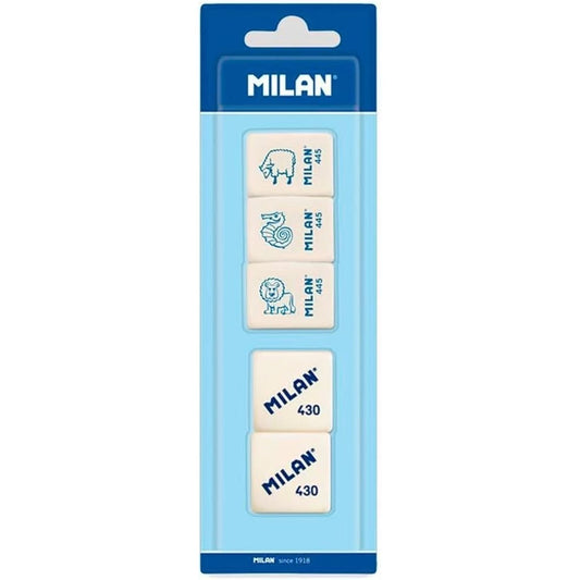 Milan Kneaded Eraser Blister Pack 5 Units (2x430 + 3x445), pack of 3 Blister Packs or box of 25 Blister Packs