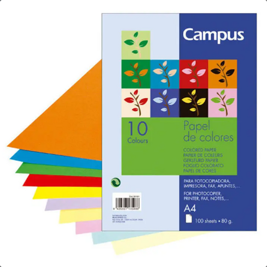 Papel color Campus A4 80g,100 hojas,10 colores